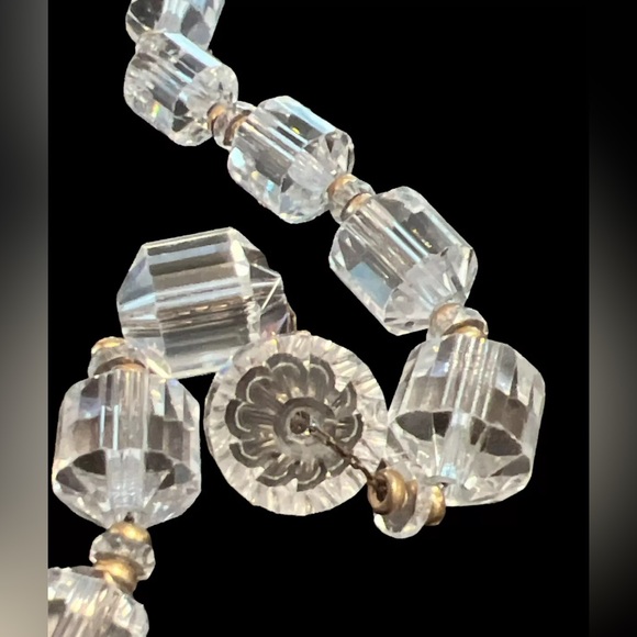 Crystal Quartz Cut Stone Octagonal Cylinder Bead 18”Necklace 14 Gf Clasp - Picture 7 of 8